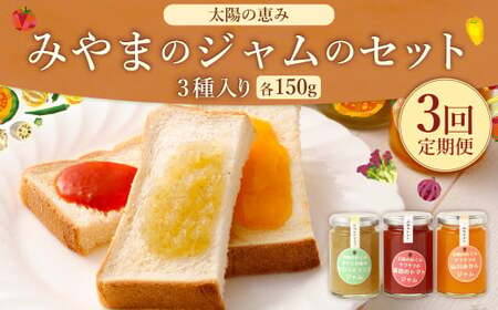 B54 【3ヶ月定期便】 太陽の恵み みやまのジャムのセット 3本入 調味料 ジャム トースト 手作り 詰合せ みかん トマト セロリ 福岡県 みやま市 11,520円