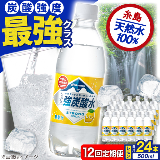 【全12回定期便】強炭酸水 レモン 500ml × 24本  糸島市 / スターナイン 炭酸水 国産 [ARM014]