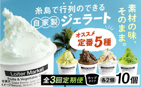 【全3回定期便】行列のできる アイスクリーム 屋 ジェラート 10個（定番5種×各2個） アイス 食べ比べ ギフト スイーツ プレゼント 糸島 / LoiterMarket ロイターマーケット [AGD017]