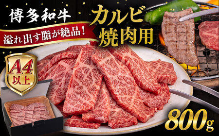 【A4/A5等級】博多和牛 カルビ 焼肉用 800g 糸島市 / ヒサダヤフーズ[AIA051]   黒毛和牛 冷凍配送