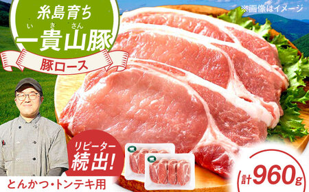 一貴山豚 ロースとんかつ・トンテキ用 計960g(120g×8枚) 糸島市 / いきさん牧場 豚肉 冷凍 [AGB031] 10,950円