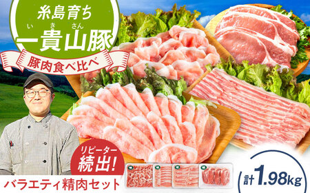 一貴山豚 精肉バラエティセット 計1980g 糸島市 / いきさん牧場 豚肉 冷凍 [AGB065]