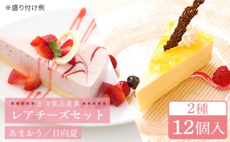 レアチーズケーキ(あまおう/ 日向夏) ケーキ 2種12個 冷凍 糸島市 / 五洋食品産業 [AQD008] ケーキ ケーキ人気 ケーキおすすめ ケーキセット 冷凍ケーキ カットケーキ