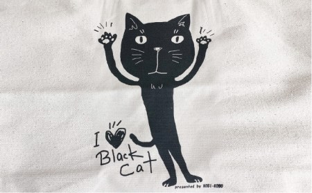 キャンパス地トートバッグ「BlackCat」《糸島》【のび工房】【いとしまごころ】[ADZ002] 猫 ねこ トートバッグ 猫好き エコバッグ シルクプリント ネコ 猫猫の七宝焼きで大人気！「のび工房」のトートバッグ