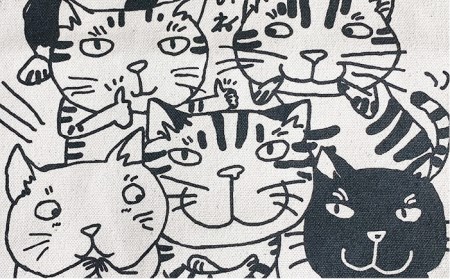 キャンパス 地 トート バッグ 「 Happy Cat 」 《糸島》【のび工房】 【いとしまごころ】[ADZ001]