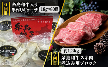 家族でたっぷり！ ボリューム 満載 定期便全7回 （月1回） 4人用 【福岡 糸島産 牛肉 豚肉 鶏肉 切り落とし ミンチ ハンバーグ 餃子】 糸島市/糸島ミートデリ工房 [ACA085]