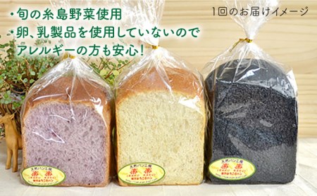 【全12回定期便】身体がよろこぶ 食パン 3種 セット (卵 / 乳製品 不使用)《糸島》【天然パン工房楽楽】【いとしまごころ】[AVC015]