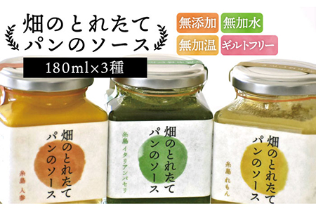 畑 の とれたて パン ソース 3種 セット《糸島》【オーガニックナガミツファーム】 	[AGE001]