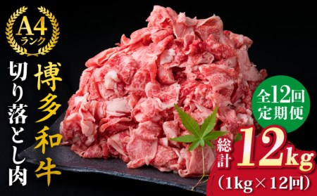 【全12回定期便】A4～A5ランク 博多和牛 切り落とし 1kg （250g×4P） 切り落し《糸島》【糸島ミートデリ工房】 [ACA191] 牛肉切り落とし小分け 牛肉切り落とし小分け 牛肉切り落とし小分け