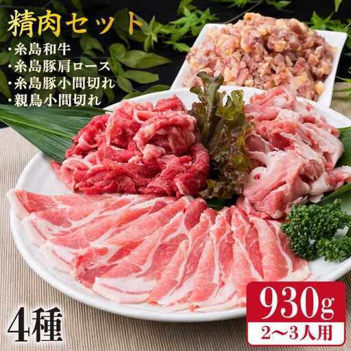 牛肉 豚肉 鶏肉 日常使いの精肉セット 930g 2-3人前 4種 糸島市/糸島ミートデリ工房[ACA192]