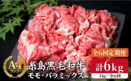 【全6回定期便】 A4 ランク 糸島 黒毛 和牛 切り落とし 1kg×6回 糸島市/糸島ミートデリ工房[ACA146]
