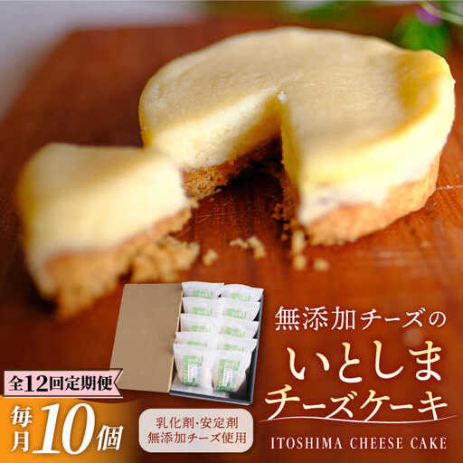 【全12回定期便】無添加チーズのいとしまチーズケーキ【10個入り】 糸島市 / 糸島手作り工房 爽風 [ATA010]