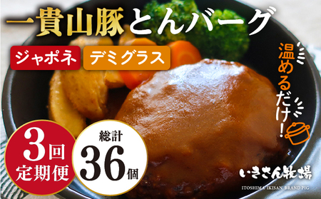 【全3回定期便】一貴山豚 とんバーグ 12個（ 6個 × 2種 ） 糸島市 / いきさん牧場 [AGB013] 10,950円
