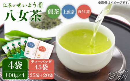 福岡県産八女煎茶とティーバッグ（上煎茶・ほうじ茶）詰合せ＜お茶の星陽園＞那珂川市 ティーバッグ[GAD015]