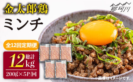 【全12回定期便】金太郎鶏 ミンチ 1kg（200g×5パック）＜有限会社 フジノ香花園＞那珂川市 ミンチ [GAM030]