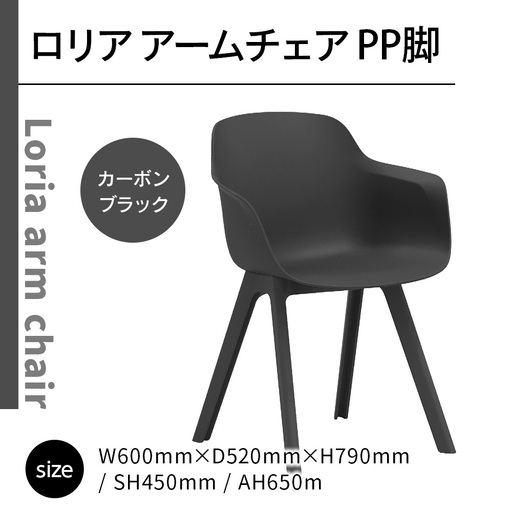 椅子 アダル ロリア アームチェア ブラック PP脚 P3003-1WK [um40azo830044] 椅子