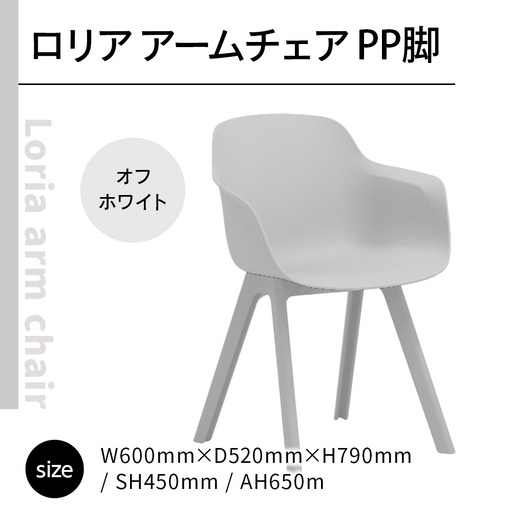 椅子 アダル ロリア アームチェア オフホワイト PP脚 P3003-1WW [um40azo830048] 椅子