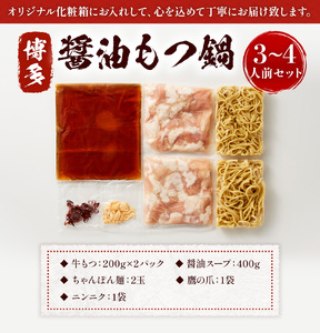 もつ鍋 博多醤油もつ鍋 3～4人前 セット [MEAT PLUS 福岡県 宇美町 um40azp010013]