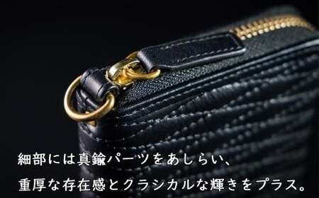 ダイヤステッチ ラウンドジップ ロングウォレット 本革長財布