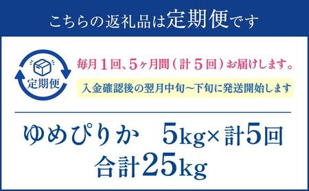【5か月定期便】 ゆめぴりか 5kg ×5回 雪蔵工房 特A厳選米 【令和7年産】｜ ゆめぴりか 