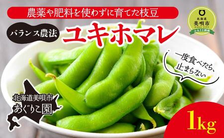 【先行予約】【バランス農法】農薬や肥料を使わずに育てた枝豆　ユキホマレ 1kg（2025年8月中旬発送予定）