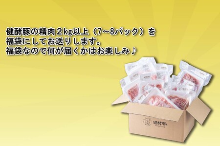 ＜ 定期便 12回 ＞ 北海道産 健酵豚 お楽しみ 福袋 （ 精肉 詰め合わせ ） 毎月 各 2kg 以上 ( 7 ～ 8 パック ) 豚肉 精肉 セット 詰め合わせ ブランドポーク