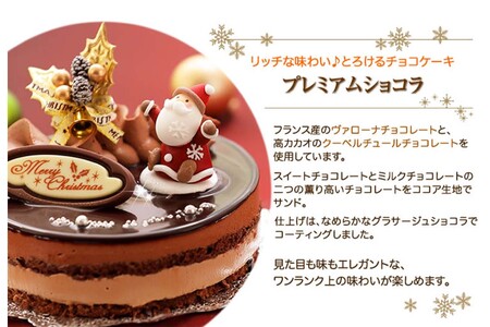 北海道・新ひだか町のクリスマスケーキ『プレミアムショコラ』ちょっとリッチなチョコレートケーキ【お届け予定：12/20～12/24】冷凍発送