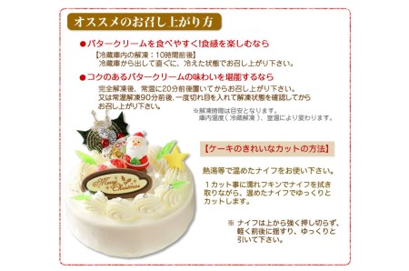 北海道・新ひだか町のクリスマスケーキ『クリスマスバター』懐かしバタークリームケーキ【お届け予定：12/20～12/24】冷凍発送