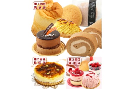 北海道・新ひだか町からスイーツお届け（全３回）頒布会 １月から３回発送