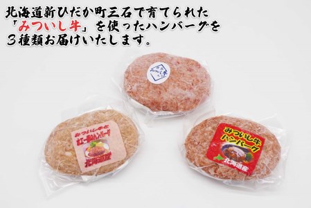 北海道産 黒毛和牛 みついし牛 ハンバーグ 3種 計 900g ( 100g × 各 3個 ) セット ( ホエー豚 道産豚 )