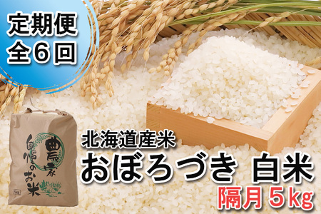 < 定期便 6回 > 北海道産 希少米 おぼろづき 白米 5kg 北海道 新ひだか町