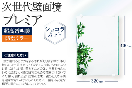 次世代壁面境 プレミア（超高透明鏡）ミラー 壁掛け鏡 フランス サンゴバン社製 九鏡 ショコラカット