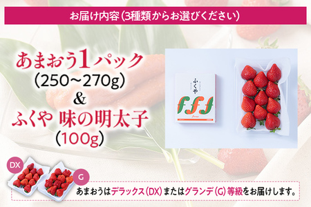 あまおう 1パック ＆ ふくや味の明太子 100g 明太子 惣菜 あまおう