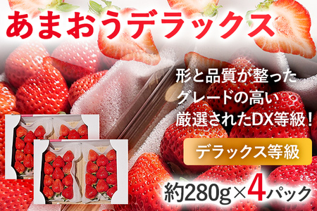 【2026年発送先行予約】あまおうデラックス（約280g x4パック） お取り寄せグルメ お取り寄せ 福岡 お土産 九州 福岡土産 取り寄せ グルメ 福岡県