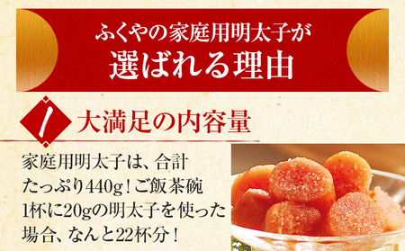 【年内発送】ふくや 明太子 マイルド 小分け 切れ子 家庭用明太子 たっぷり 440g 110g×4パック 個包装 訳あり 辛子明太子 めんたいこ 惣菜 お取り寄せ グルメ 福岡