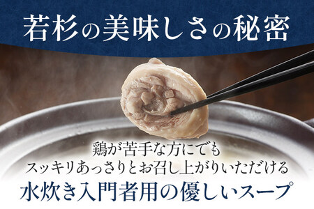 博多若杉 博多水炊き 4～5人前 セット コラーゲン スープ 老舗 高級 国産 鳥もも肉 つくね スープ ポン酢 柚子胡椒 食品 食べ物 グルメ 博多 九州 送料無料