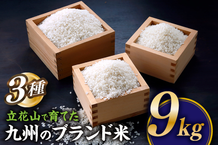 AE169.立花山で育てた九州のブランド米・味くらべセット（９キロ）
