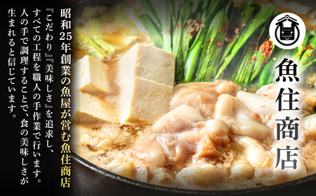 AE207.魚住商店あごだし【醤油仕立て】〈ちゃんぽん麺付き〉もつ鍋セット満足15人前(5人前×3、もつ1.5kg)【もつ鍋・醤油味】