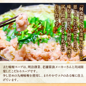 【毎月定期便】博多味噌もつ鍋 3~4人前セット全3回 AO111