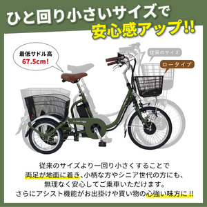 電動アシスト 三輪自転車 三輪車 大人用 18インチ ノーパンク パンクレス パンクしない シニア 高齢者 カゴ付き 3輪  ロータイプ 低床サドル 安定 通院 買い物 ギフト 免許返納 プレゼント 人気 安心 安全 ミムゴ イーパートンプラス  BEPN18PN  福岡県 粕屋町 CC007
