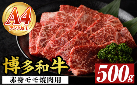 【A4～A5】博多和牛赤身モモ焼肉用(500g) モモ肉 国産 九州産 福岡県産 牛肉 和牛 黒毛和牛 焼き肉 焼肉 バーベキュー BBQ 【MEAT PLUS】as08-037