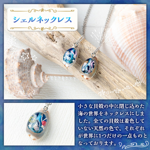 海アクセサリー シェルネックレス (1個) アクセサリー ネックレス ハンドメイド 手作り 首飾り ギフト プレゼント 贈り物 貝殻 1点もの オリジナル 数量限定 【タツノオトシゴ】as50-005