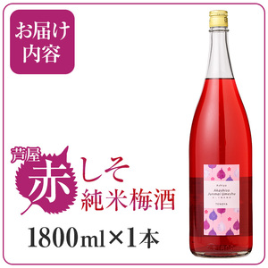 芦屋町産あたかの赤しそ使用！芦屋赤しそ純米梅酒 (1800ml×1本) 芦屋町特産 赤しそ 紫蘇 シソ お酒 梅酒 日本酒 純米酒 繁桝 アルコール リキュール【地酒とギフトの店 てのや】as01-002