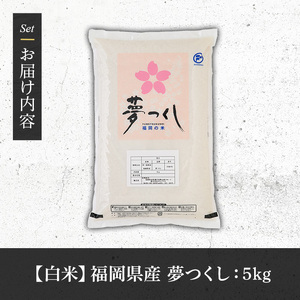 《白米》福岡県産ブランド米「夢つくし」(5kg) 白米 米 お米 おこめ ごはん ゆめつくし ご飯 常温 福岡県産 ブランド米 常温 常温保存 おにぎり おむすび お弁当 ライス【朝ごはん本舗】as05-044