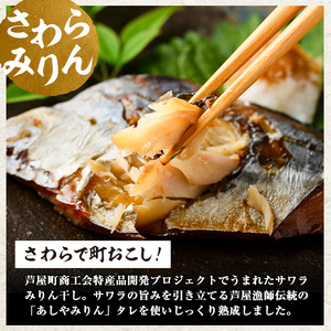 芦屋町産サワラのみりん干し(約70g×10食) さわら サワラ 鰆 魚 海産物 海の幸 魚介 魚介類 水産 水産物 みりん干し みりんぼし 干物 ひもの 真空 真空パック 小分け 醤油 惣菜 おかず つまみ ごはんのお供 冷凍 電子レンジ対応 簡単調理 時短【中西商店】as07-002