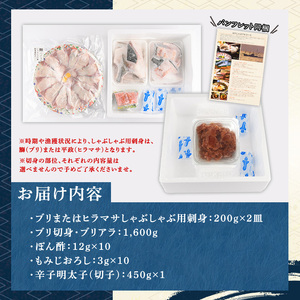 寒ぶり 平政 しゃぶしゃぶ 鍋 フルコース 6人前 & 明太子 切子 450g as06-008