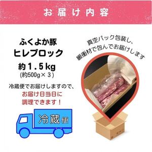 工場直送・鮮度抜群・ダイナミック　【ふくよか豚】豚ヒレブロック　約1.5kg【配送不可地域：離島】【1028579】
