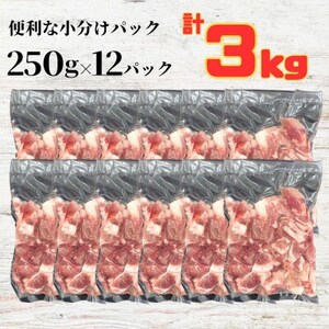 ふくよか豚切り落とし3.0kg(250g×12パック)【配送不可地域：離島】【1566230】