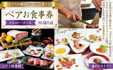 ぶどうの樹岡垣本店で選べる！ペアお食事券【メルローコース】 お食事券 食事券 食事 ペア ペア食事券 チケット ペアチケット 森のレストラン ぶどう倶楽部
