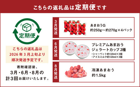 【予約受付・3回定期便】あまおう満喫セット あまおう いちご イチゴ 苺 果物 くだもの フルーツ シャーベット アイス【2026年3月上旬～8月発送予定】